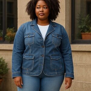 Venezia Women’s Jean Jacket Size 22/24 97% Cotton 2% Spandex Trucker